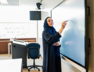 Islamic Women in front of board